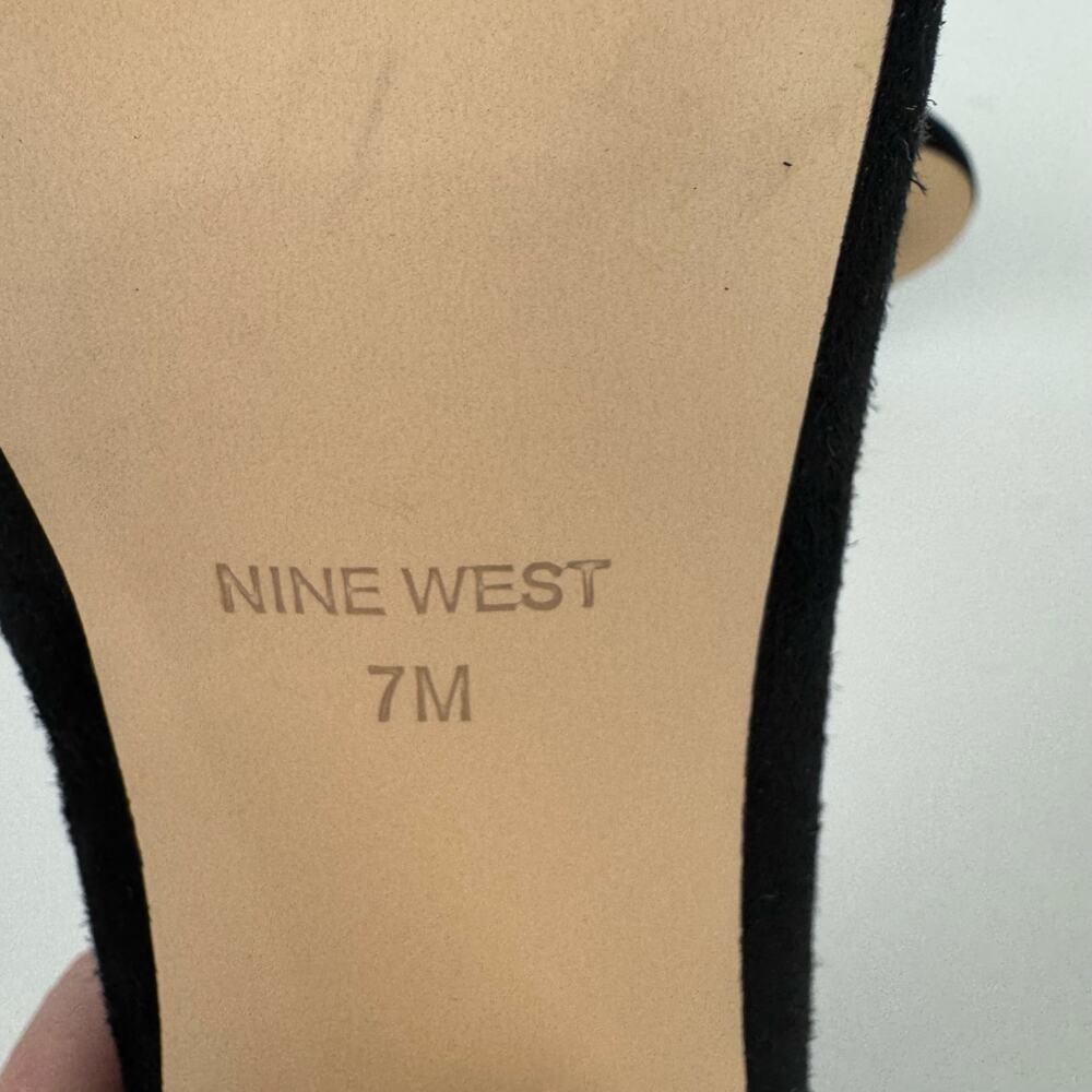 NINE WEST YUNIP 3 LEATHER ALMOND TOE BLOCK HEELS IN BLACK NWOB WOMEN'S SIZE 7M - Picture 14 of 15